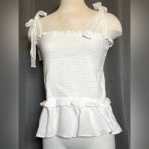 NWT Before you smocked top with eyelet straps